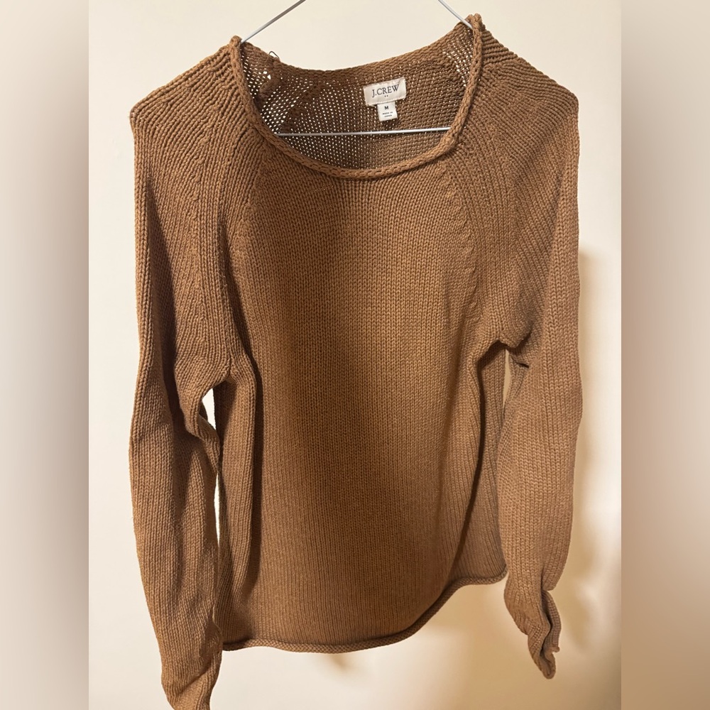 J. Crew Brown Crew Neck Sweater Ribbed Knit Casual